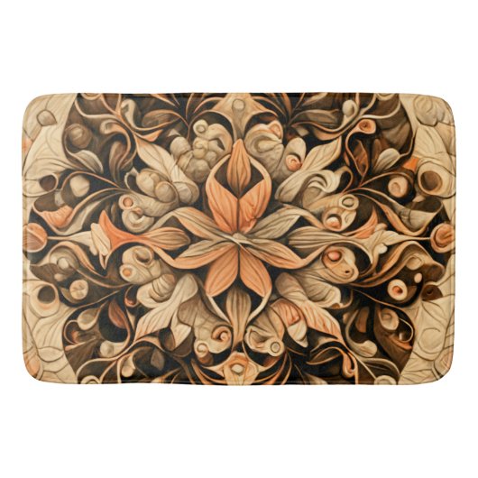 オレンジベージュブラウン装飾美的背景 バスマット (正面)