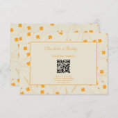 オレンジベージュレトロY2K 70sフラワーパターン エンクロージャーカード (正面/裏面)