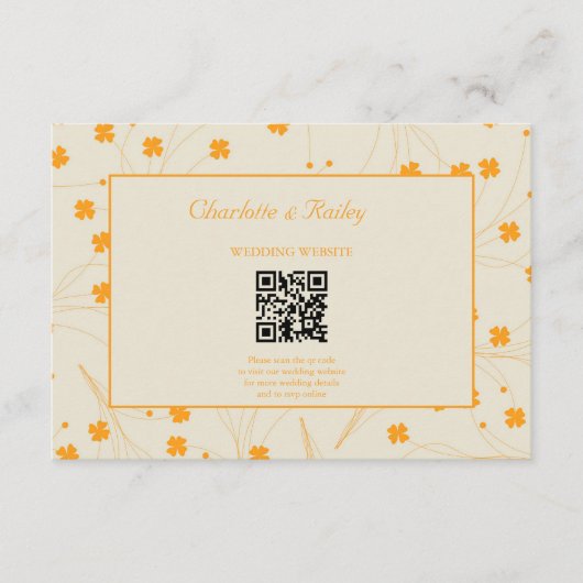 オレンジベージュレトロY2K 70sフラワーパターン エンクロージャーカード (正面)