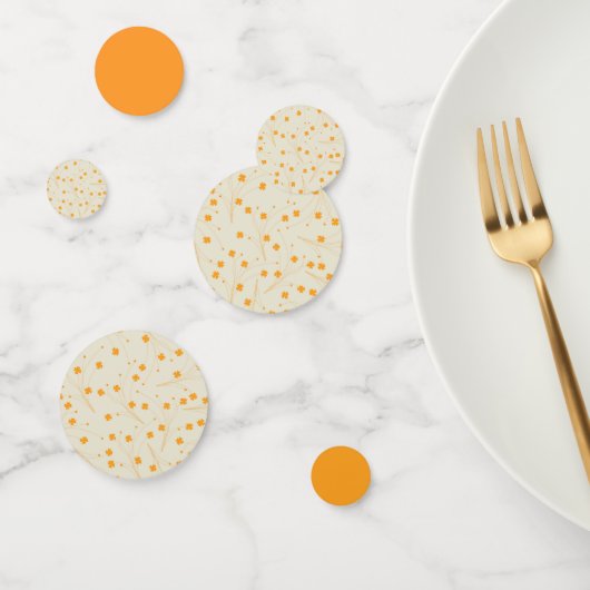 オレンジベージュレトロY2K 70sフラワーパターン コンフェッティ (グループ)