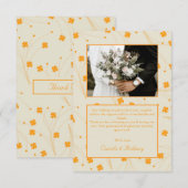 オレンジベージュレトロY2K 70sフラワーパターン サンキューカード (正面/裏面)