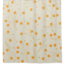 オレンジベージュレトロY2K 70sフラワーパターン