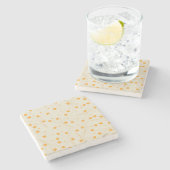 オレンジベージュレトロY2K 70sフラワーパターン ストーンコースター (横)