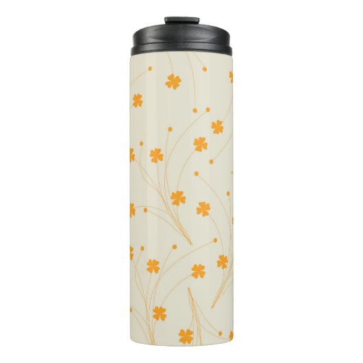 オレンジベージュレトロY2K 70sフラワーパターン タンブラー (正面)