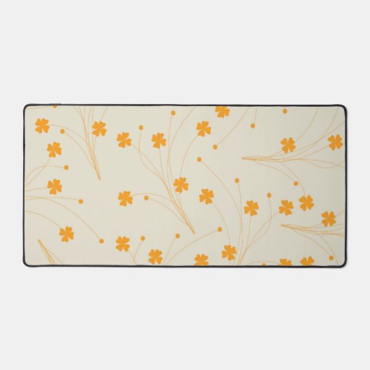 オレンジベージュレトロY2K 70sフラワーパターン デスクマット (正面)