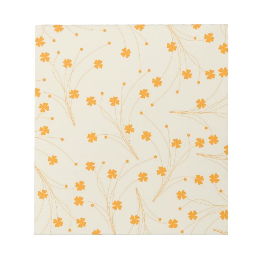 オレンジベージュレトロY2K 70sフラワーパターン ノートパッド (正面)