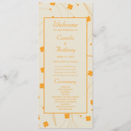 オレンジベージュレトロY2K 70sフラワーパターン プログラム (正面)