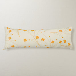 オレンジベージュレトロY2K 70sフラワーパターン ボディピロー