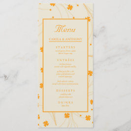 オレンジベージュレトロY2K 70sフラワーパターン メニュー