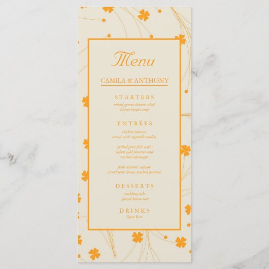 オレンジベージュレトロY2K 70sフラワーパターン メニュー (正面)