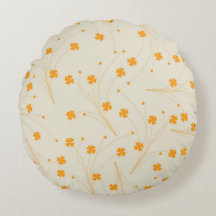 オレンジベージュレトロY2K 70sフラワーパターン