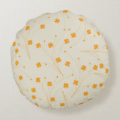 オレンジベージュレトロY2K 70sフラワーパターン ラウンドクッション (裏面)