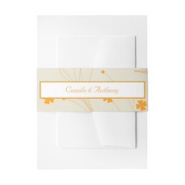 オレンジベージュレトロY2K 70sフラワーパターン 招待状ベリーバンド