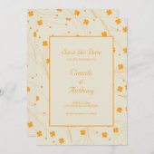 オレンジベージュレトロY2K 70sフラワーパターン 招待状 (正面/裏面)