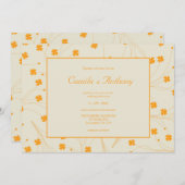 オレンジベージュレトロY2K 70sフラワーパターン 招待状 (正面/裏面)