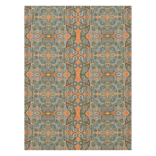 オレンジペイズリーのテーブルクロス テーブルクロス (正面)