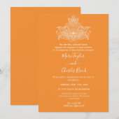 オレンジペイズリーインディアン結婚式招待状 招待状 (正面/裏面)
