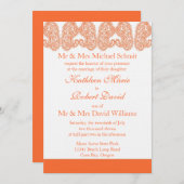 オレンジペイズリー結婚式招待状 招待状 (正面/裏面)