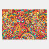 オレンジペイズリー ラッピングペーパーシート (正面2)