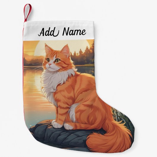 オレンジペルシャ猫 スモールクリスマスストッキング (正面)