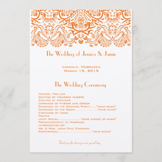 オレンジホイミカルラブバード結婚式 プログラム (正面)