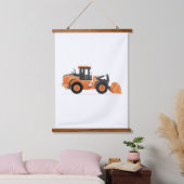 オレンジホイールローダ建築車用デコール 吊り下げ型タペストリー (寝室)