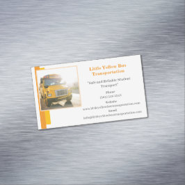 オレンジホワイトイエロースクールバスドライバー マグネット名刺