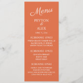 オレンジホワイトウェディングレセプションリハーサルディナー メニュー (正面)