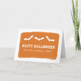 オレンジホワイトウォーター色こうもりハロウィンカード カード