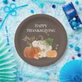 オレンジホワイトカボチャ金ゴールドグリッター感謝祭 ペーパープレート (パーティー)