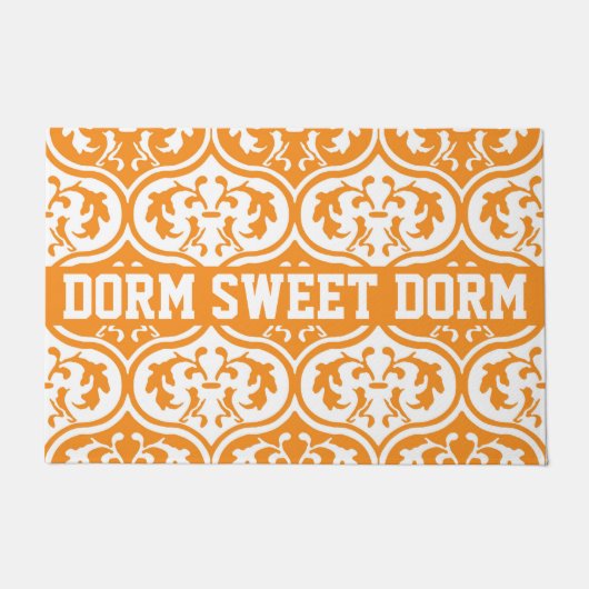 オレンジホワイトカレッジクールおもしろいドームスクールホーム ドアマット (正面)