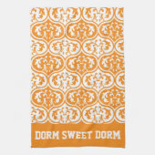 オレンジホワイトカレッジチームカッコいいおもしろいドームスクール キッチンタオル (縦)