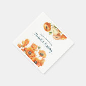 オレンジホワイトガーデンフローラ誕生日パーティー スタンダードカクテルナプキン (角)