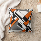 オレンジホワイトグレーブラック抽象芸術アンギュラアートモチーフ クッション (ブランケット)
