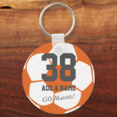 オレンジホワイトサッカーボールチーム選手・カスタム キーホルダー (正面)