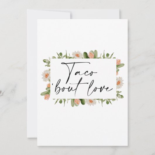 オレンジホワイトサボタコス'ロブカップルのシャワー 招待状 (裏面)