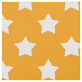 オレンジホワイトスターズ模様装飾織物 ファブリック (クローズアップ)