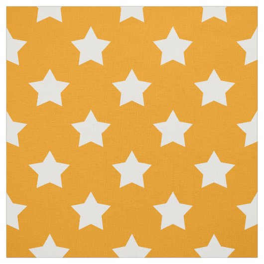 オレンジホワイトスターズ模様装飾織物 ファブリック (見本)