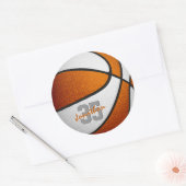 オレンジホワイトチームカラーズボーイズバスケットボール ラウンドシール (封筒)