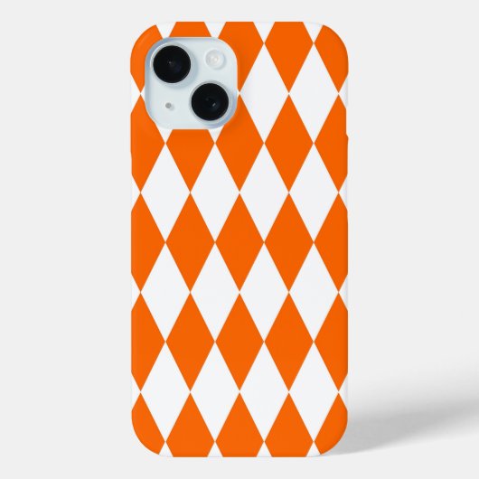 オレンジホワイトハーレクインダイアモンド市松模様にズデザイン Case-Mate iPhoneケース (裏面)