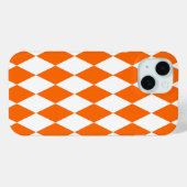 オレンジホワイトハーレクインダイアモンド市松模様にズデザイン Case-Mate iPhoneケース (裏面 (横))