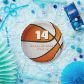 オレンジホワイトバスケットボール女子スポーツパーティー ペーパープレート (パーティー)