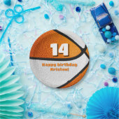 オレンジホワイトバスケットボール女子スポーツパーティー ペーパープレート (パーティー)