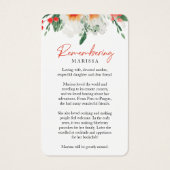 オレンジホワイトフローラ写真葬式祈りの言葉カード (裏面)