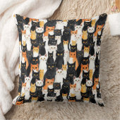 オレンジホワイトブラックキャッツ クッション (ブランケット)