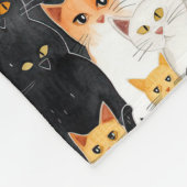 オレンジホワイトブラックキャッツ フリースブランケット (角)