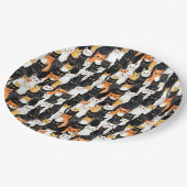 オレンジホワイトブラックキャッツ ペーパープレート (アングル)