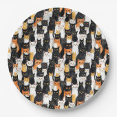 オレンジホワイトブラックキャッツ ペーパープレート (正面)
