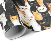 オレンジホワイトブラックキャッツ ラッピングペーパー (ロールコーナー)