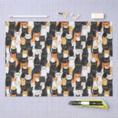 オレンジホワイトブラックキャッツ 薄葉紙 (クラフト)